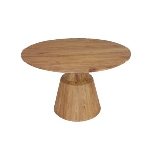 Mesa redonda maciza de teca